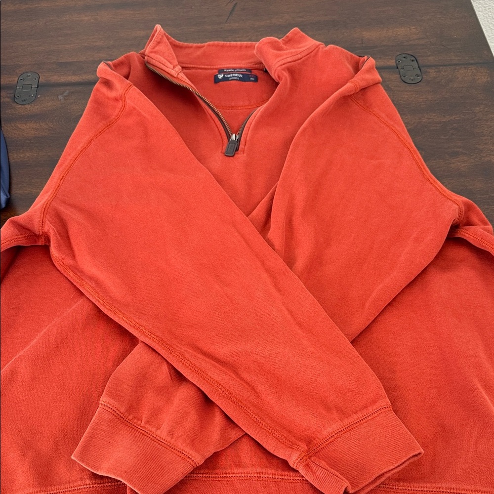 Daniel Cremieux Men's Zip-Up Sweater in Bold Red. Worn but plenty of life left